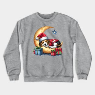 Beagle Dog On The Moon Christmas Crewneck Sweatshirt